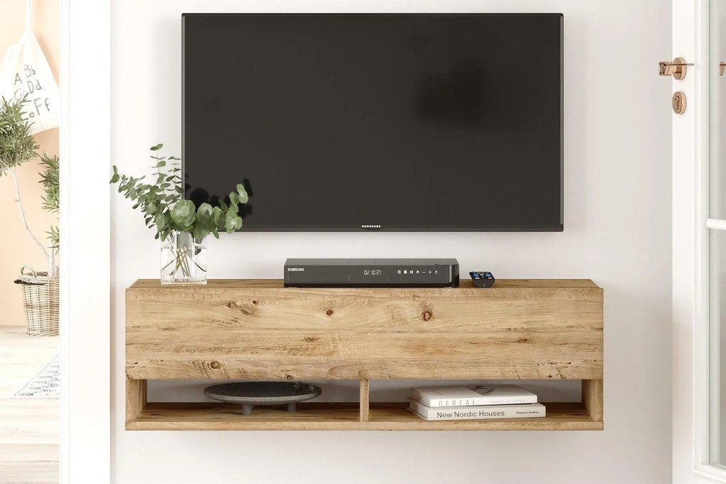 Moderný TV stolík FRAA 100 cm, MDF, prírodný