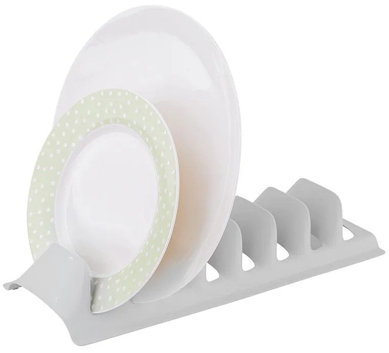 ALTOM Držiak, stojan na pokrievky, taniere, viečka - 7 pozícií, plastový - sivý