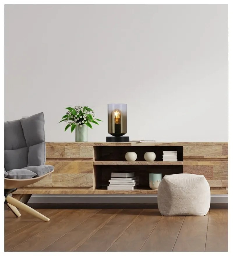 Čierna stolová lampa so skleneným tienidlom (výška 20 cm) Aspra – Candellux Lighting