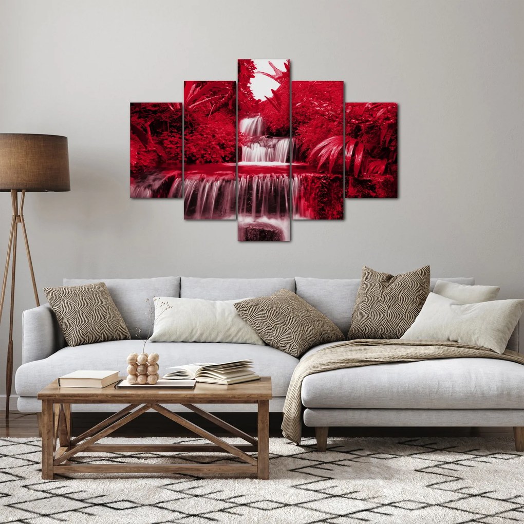 Obraz - Indonézske vodopády v červenej (150x105 cm)