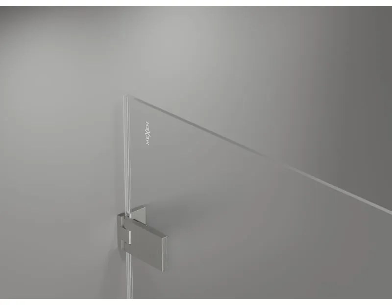 Mexen Lunar-F, 1-krídlový sprchový kút so skladacími dverami, ľavý, 90 x 70 cm, 8mm číre sklo, brúsená oceľ profil, 836-090-070-97-00-L