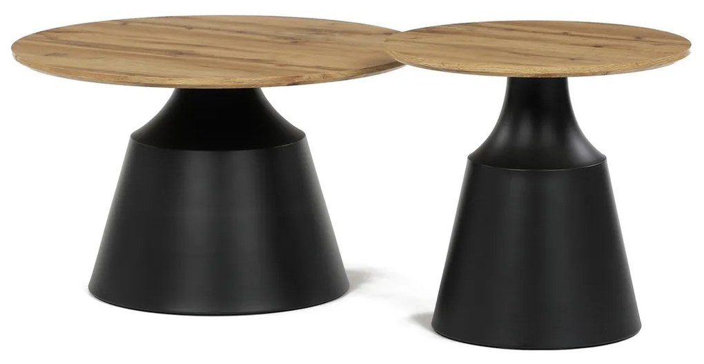 Súprava konferenčných stolíkov F4150 ART,remeselne spracovaný dub, 2 ks