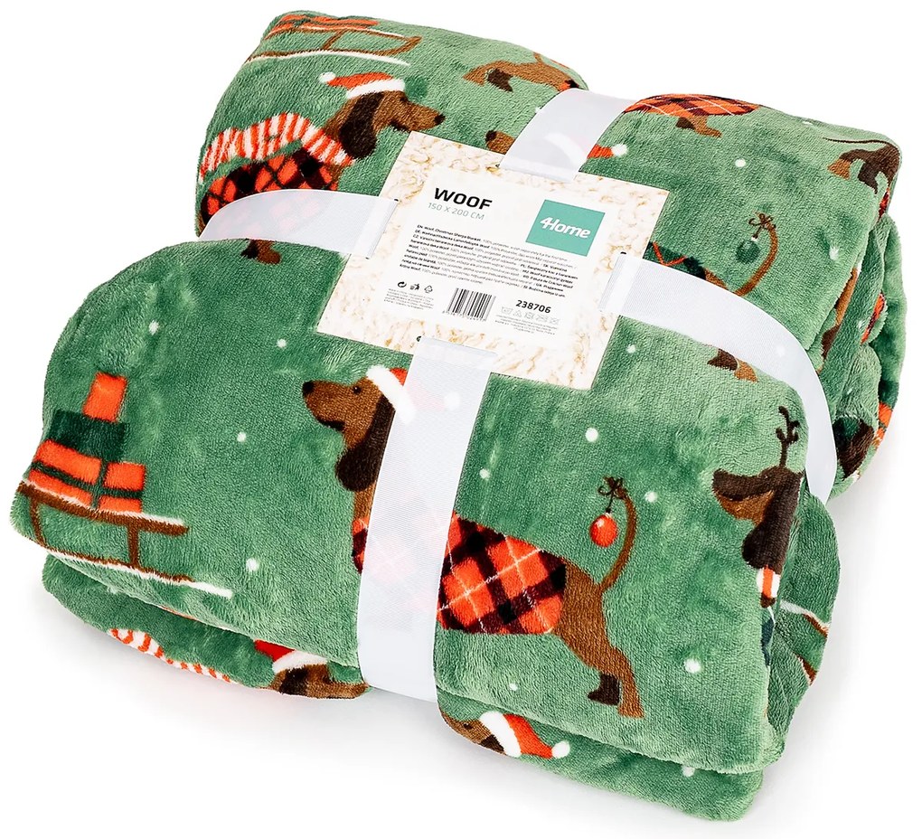 4Home Vianočná baránková deka Woof, 150 x 200 cm