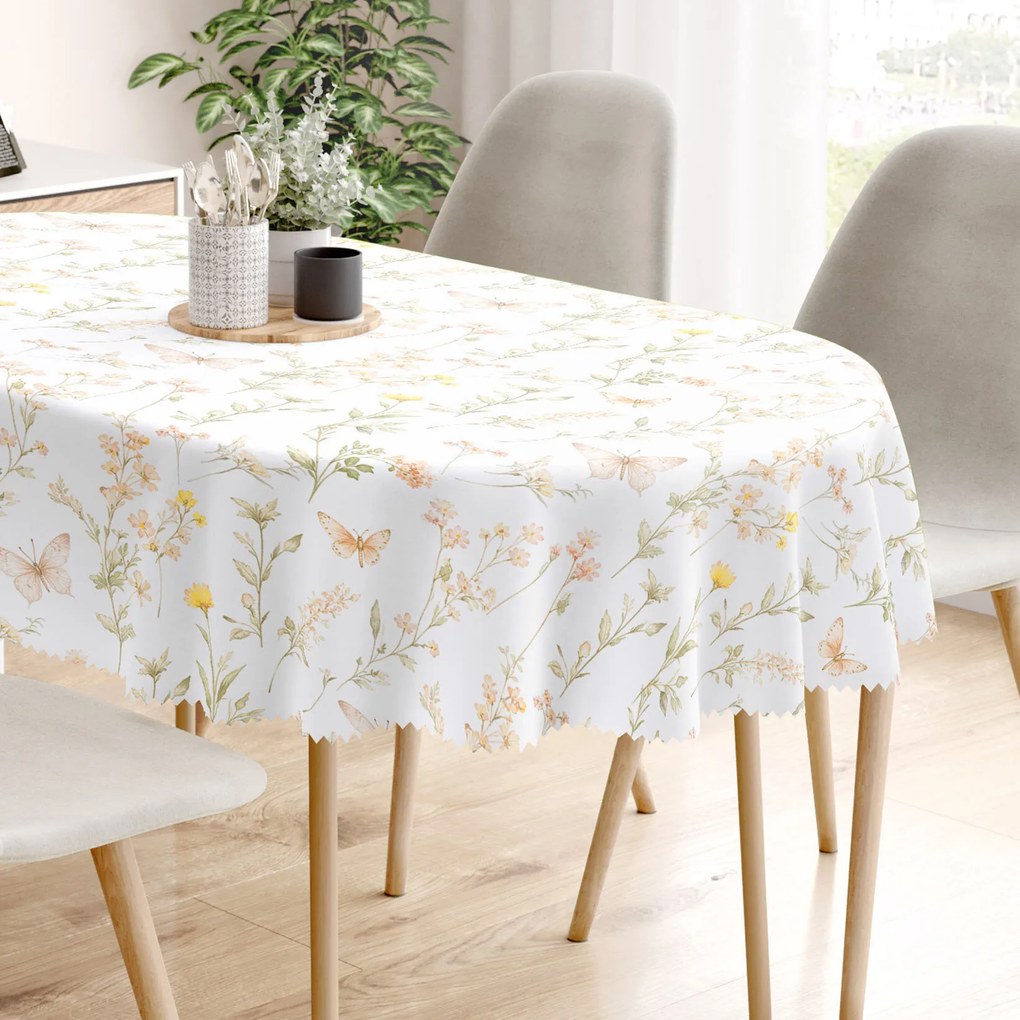 Goldea oválny teflónový obrus - motýlia záhrada 140 x 180 cm