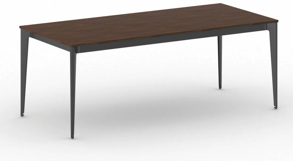 Rokovací kancelársky stôl PRIMO ACTION, 200x90 cm, čierna podnož, orech
