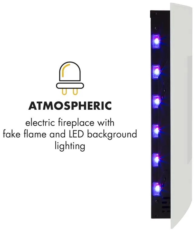 Klarstein Lausanne, elektrický krb, 2000 W, LED plamene, diaľkové ovládanie, biely