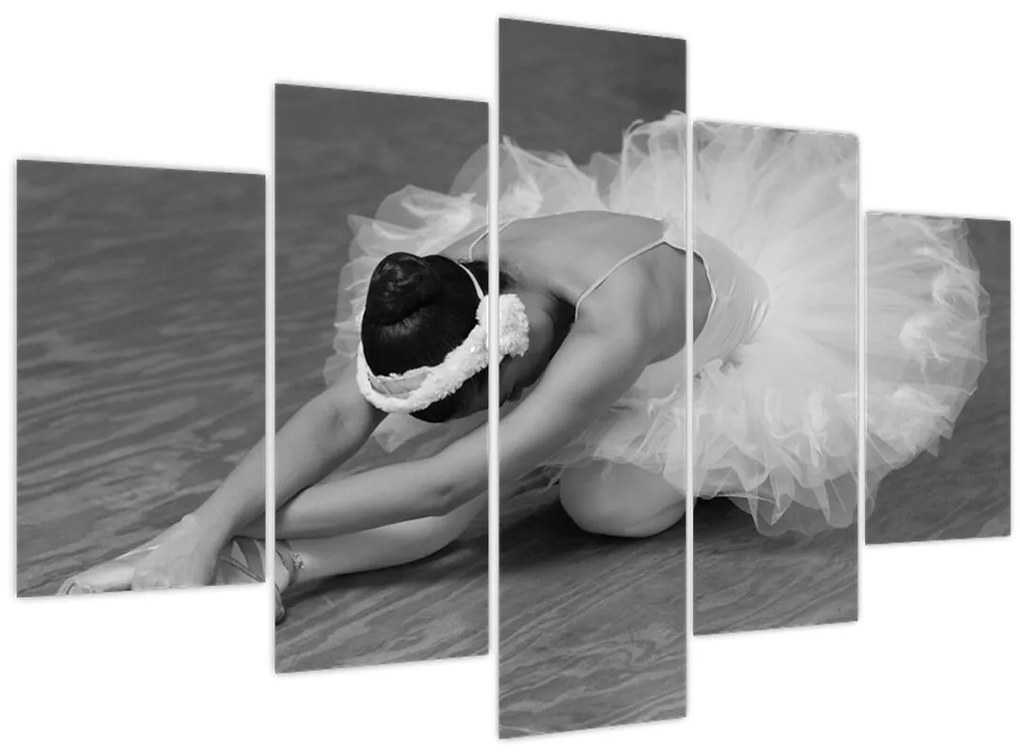 Obraz - Baletka, čiernobiela (150x105 cm)