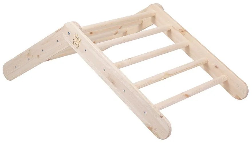 Pikler trojuholník z borovicového dreva v prírodnej farbe 60x60x60 cm Montessori – Meowbaby