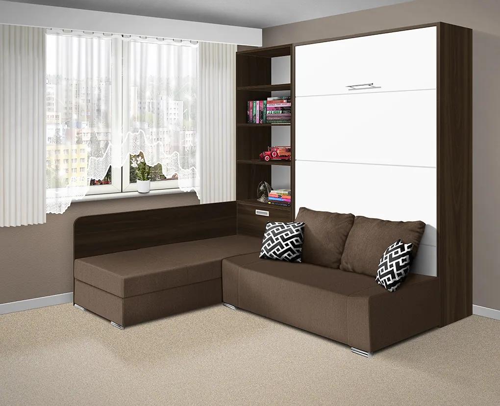 Nabytekmorava Sklápacia posteľ s pohovkou VS 21075 - 200x180 cm farba pohovky: Sivá, Typ farebného prevedenia: Buk / dvere biele
