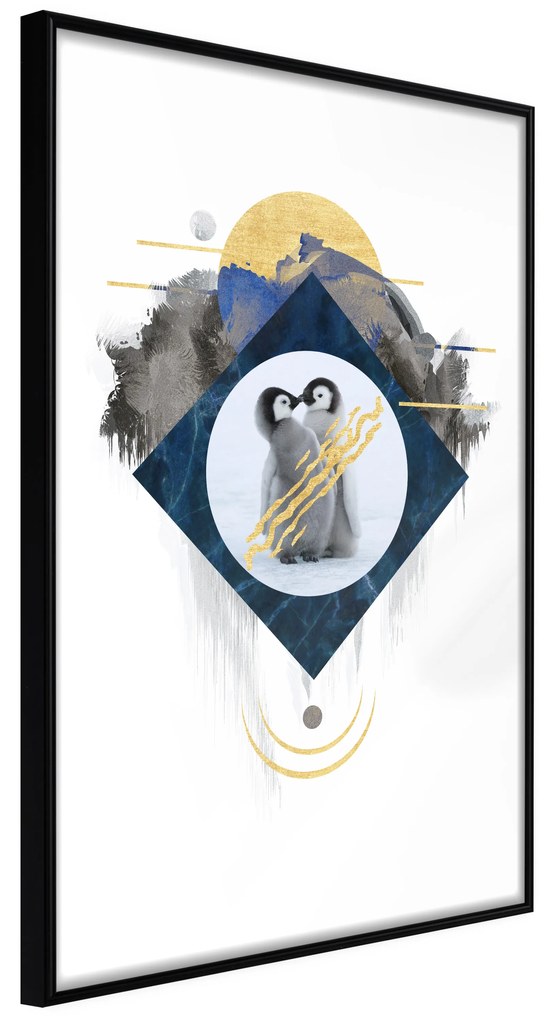 Artgeist Plagát - Penguin Couple [Poster] Veľkosť: 30x45, Verzia: Zlatý rám