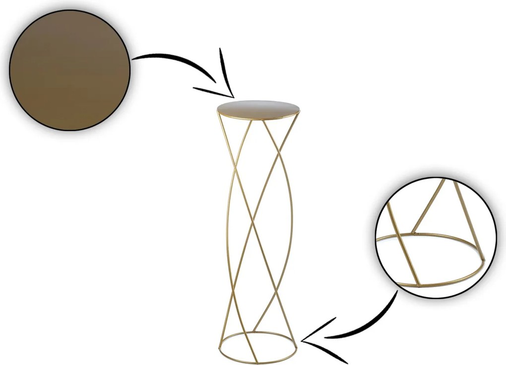 STOJAN NA KVETINÁČ SPIRAL 70X22,5X22,5 CM ZLATÁ