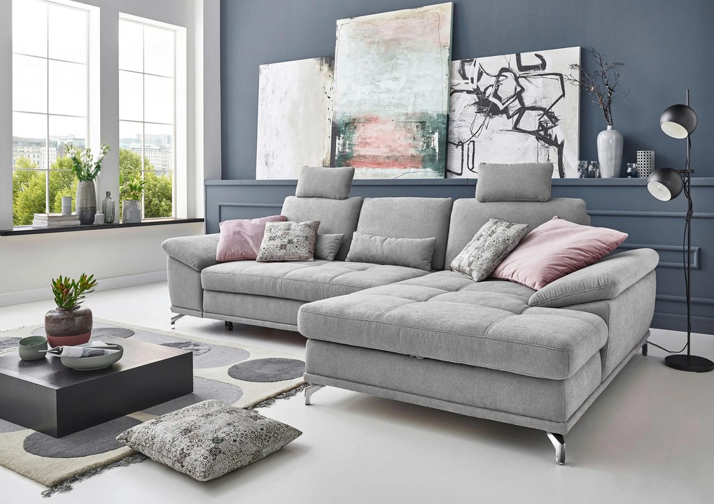 XXXLutz ROHOVÁ SEDAČKA, textil, strieborná Sit & More - Sedačky - 000144005519