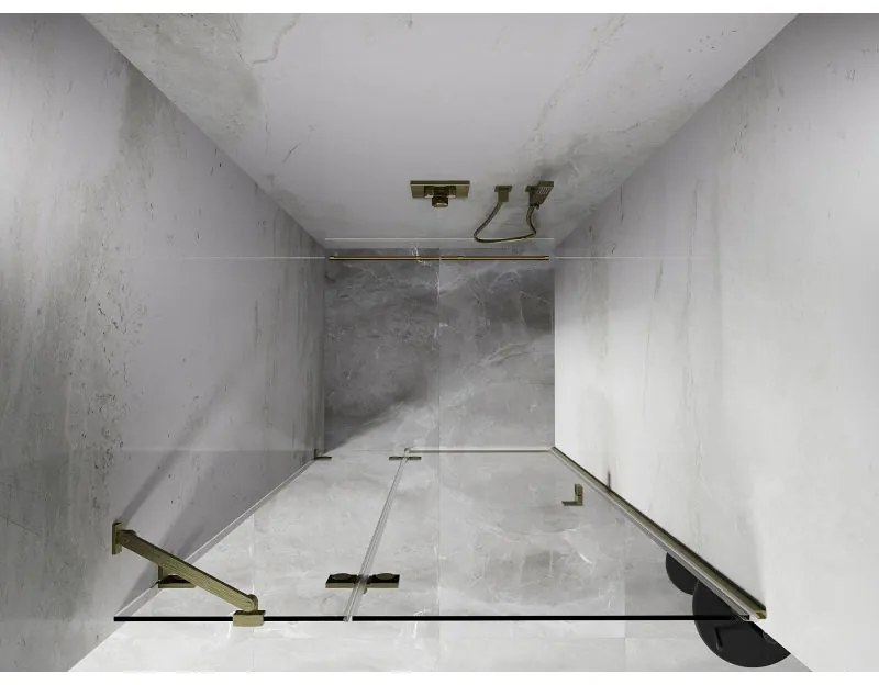 Mexen, Mexen Lunar ľavé otočné sprchové dvere 85 cm, transparentné, brúsené zlaté - 834-085-000-55-00-L