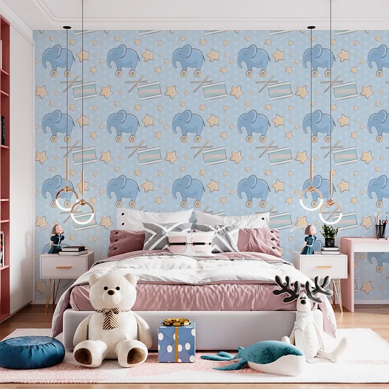 Sablio Tapeta Bubny a Slony - 208x125 cm