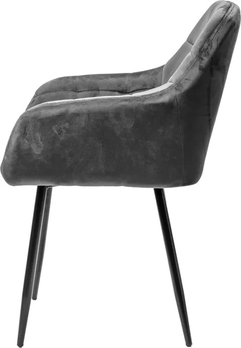 Sivé jedálenské kreslo MARLEN VELVET s čiernymi nohami