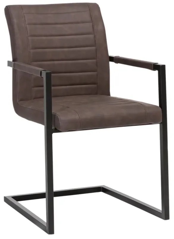 furniture-nabytek.cz - Sada 2 masivních židlí s područkami Picton, hnědá umělá kůže / kov