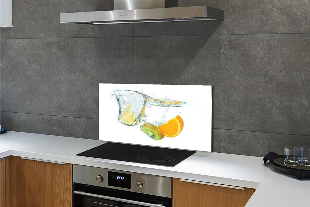 Sklenený obklad do kuchyne Voda kiwi oranžový 125x50 cm