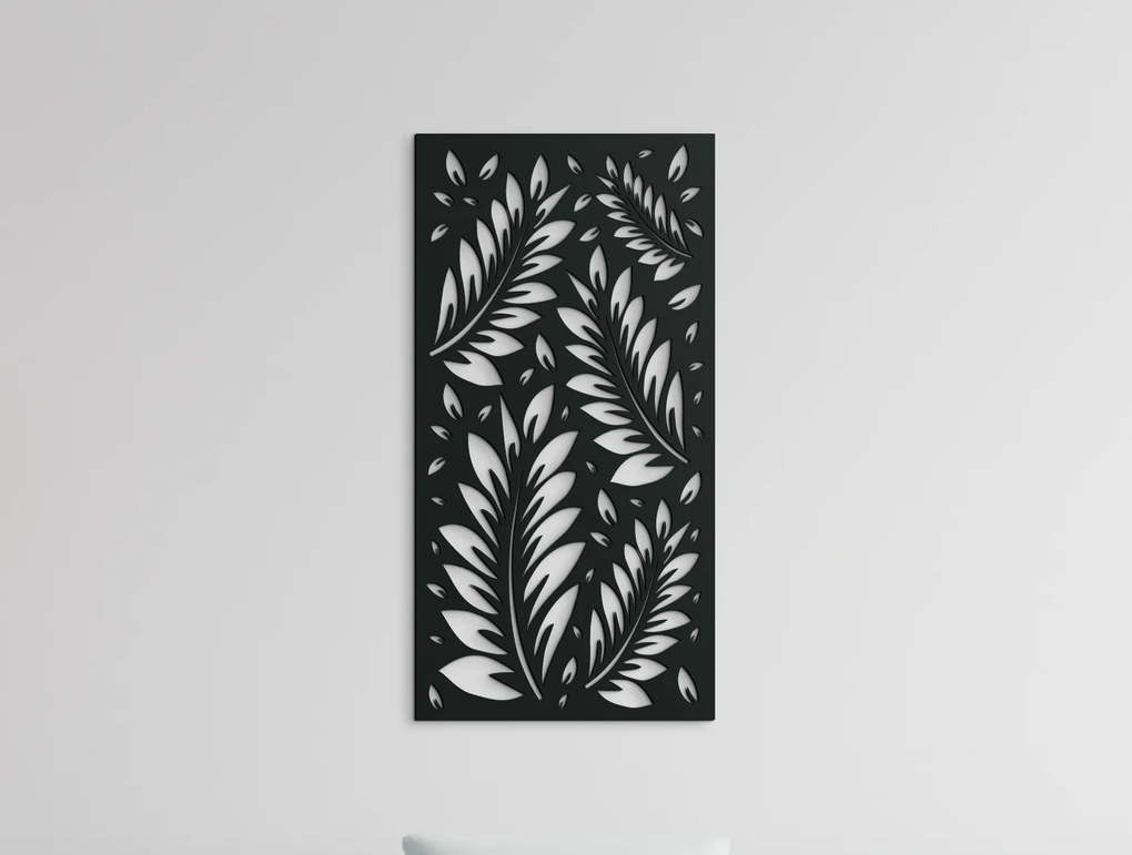 drevko Drevený obraz Listy vo vánku Rozmer obrazu: 44,5 x 22,5 cm, Farba dekorácie: Čierna