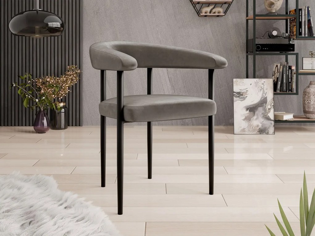 Čalúnená jedálenská stolička Ezukto, Dostupné poťahy: Magic Velvet 2217, Farby: čierna