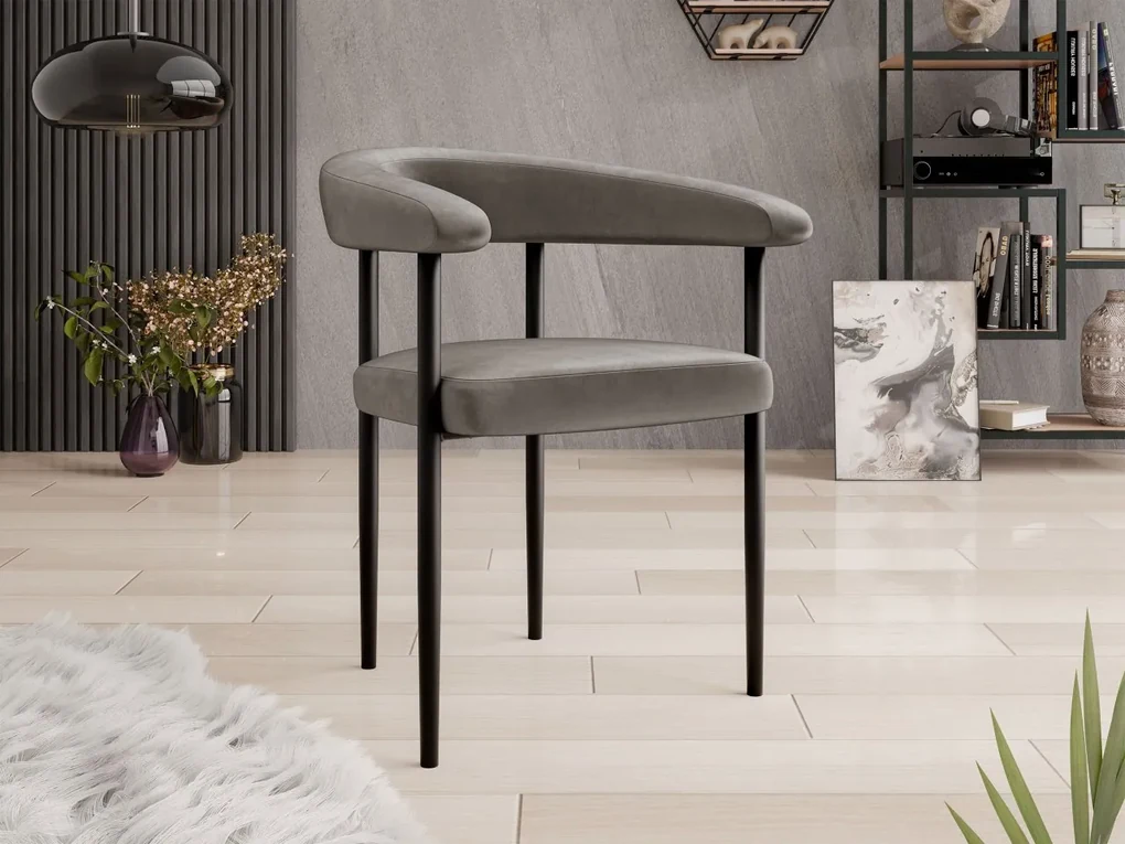 Čalúnená jedálenská stolička Ezukto, Dostupné poťahy: Magic Velvet 2240, Farby: čierna