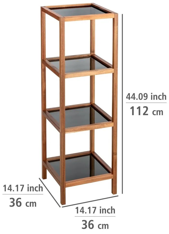 Sklenený kúpeľňový regál v čierno-prírodnej farbe 36x112 cm Fondi – Wenko