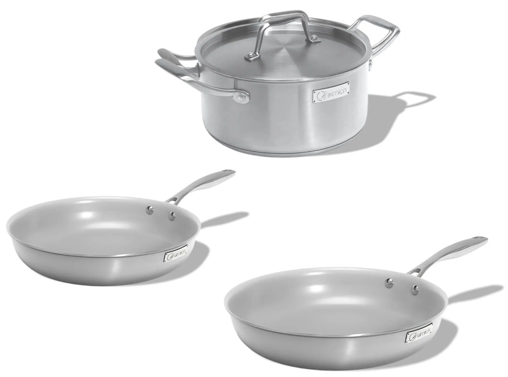 Elmich Sada nerezového riadu s keramickým povrchom Tria Ceramic 3 ks