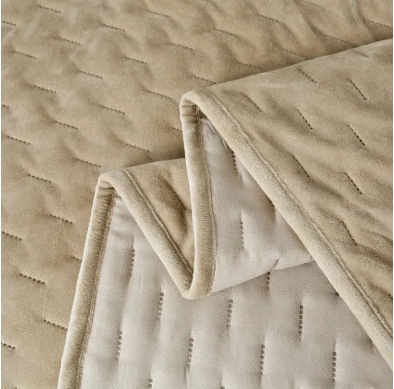 Zamatový prehoz na posteľ ASTRALIA, béžový Rozmer: 200 x 220 cm