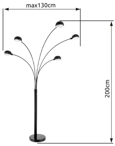 Globo 58228NB - Stojacia lampa SEYMOUR 5xE14/40W/230V čierna