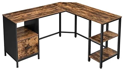 Rohový písací stôl, šuflík so závesným zakladačom, 75x150x137cm