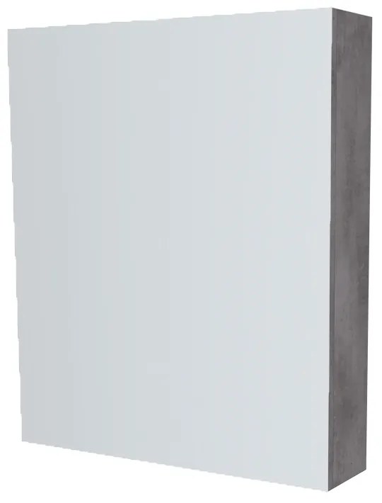 Mereo, Mereo Kúpeľňová zrkadlová skrinka 60 cm, galerka, 1x dvierka ľavá, Multidecor, Betón tmavosivý, MER-CN798G61BET2