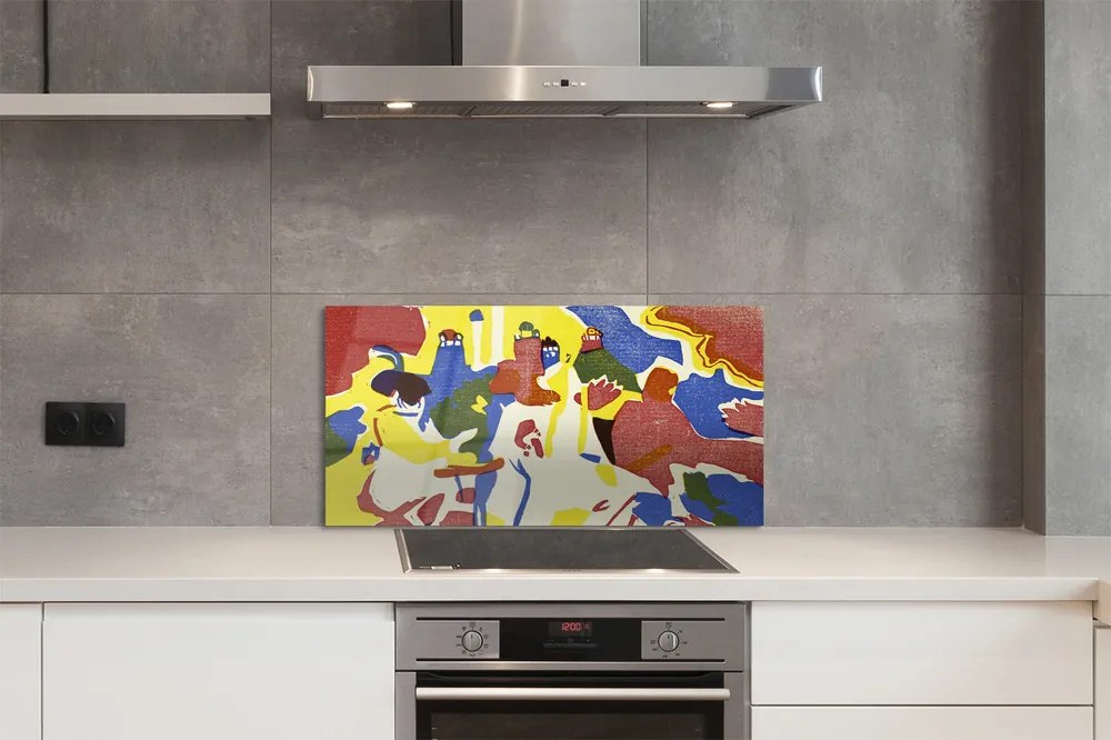 Sklenený obklad do kuchyne Abstraction landscape 140x70 cm