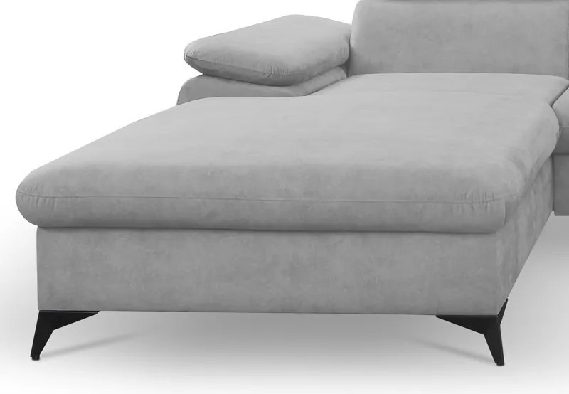 Rohová sedacia súprava Scala, svetlo šedá látka, ľavý roh