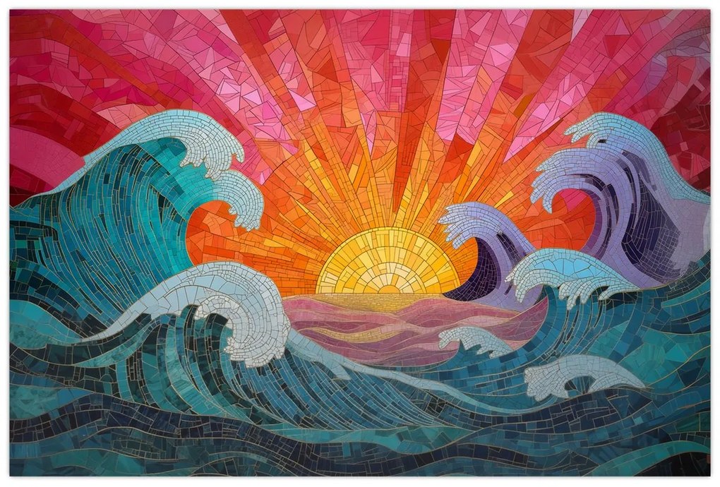 Obraz - Mozaika vĺn (90x60 cm)