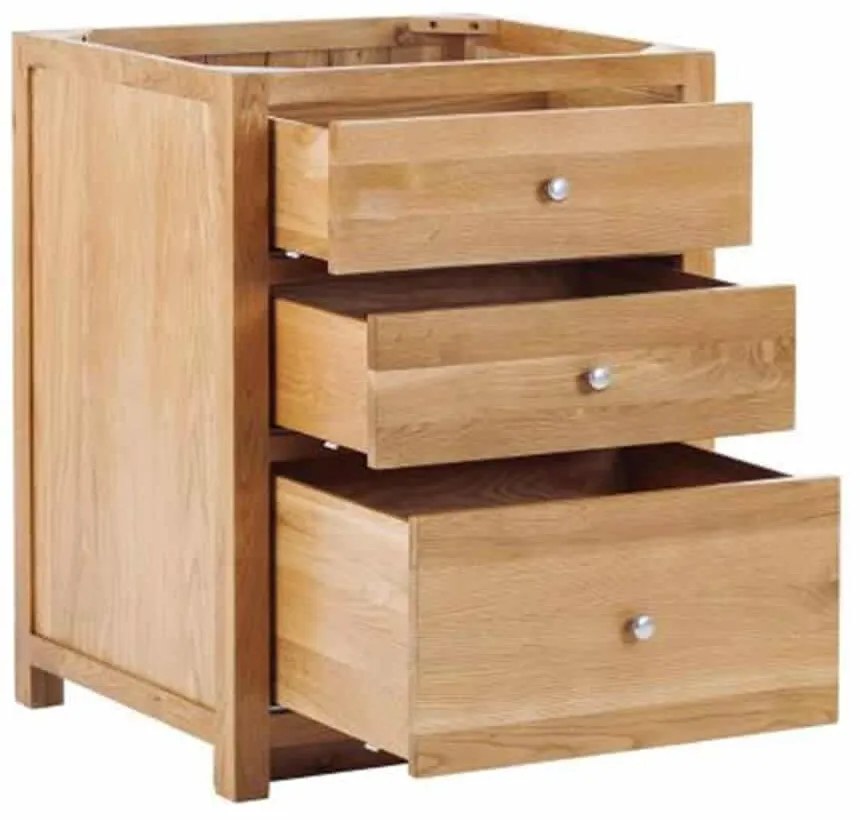 Spodná kuchynská šuflíková skrinka z masívu s 3 šuflíkmi do kuchynskej linky, 68×60×86 cm