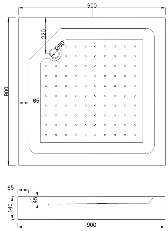 Mexen Rio, štvorcový sprchovací kút s posuvnými dverami 90(dvere) x 90(dvere) x 190 cm, 6mm číre sklo s pásikmi, zlatý profil + biela sprchová vanička RIO, 860-090-090-50-20-4510