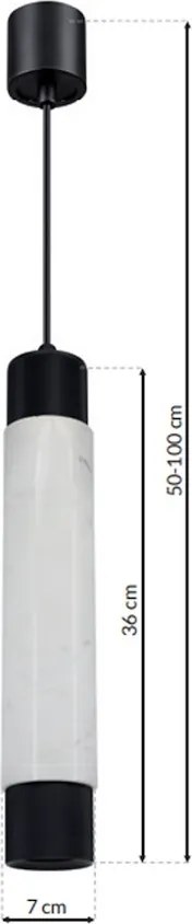 Závesné svietidlo Marble, 1x mramorové/čierne kovové tienidlo, w
