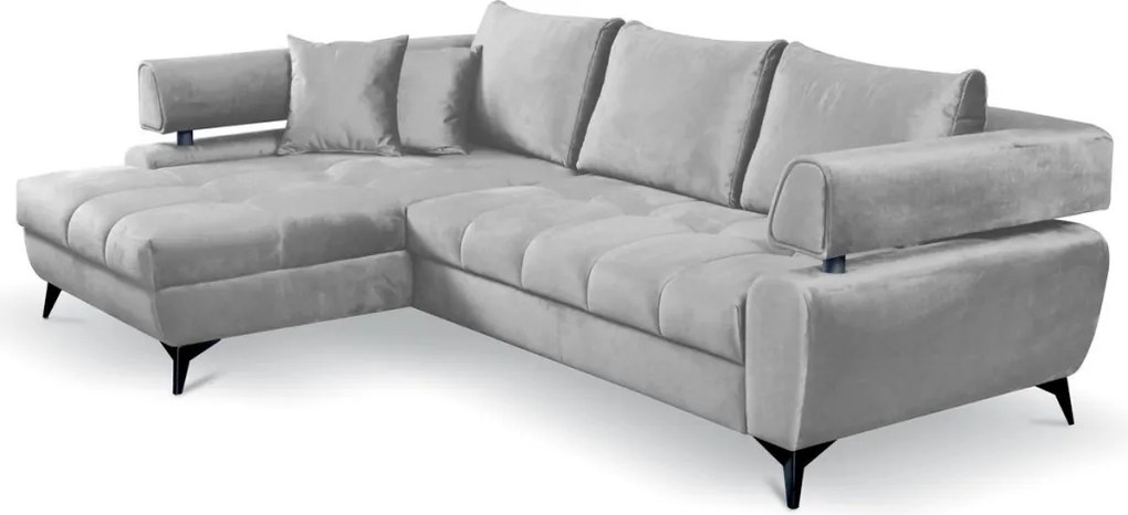 Rohová sedacia súprava Paris, svetlo šedá látka, ľavý roh