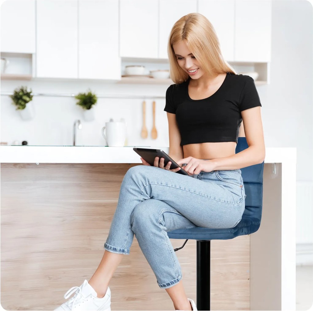 Barová stolička s operadlom SOFOTEL Drava - modrá