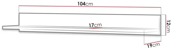 Nástenná polica BASIC 12x104 cm dub jackson hickory