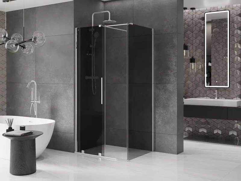 Mexen Velar, sprchový kút s posuvnými dverami 140 x 90 cm, 8mm šedé sklo, chrómová, 871-140-090-41-01