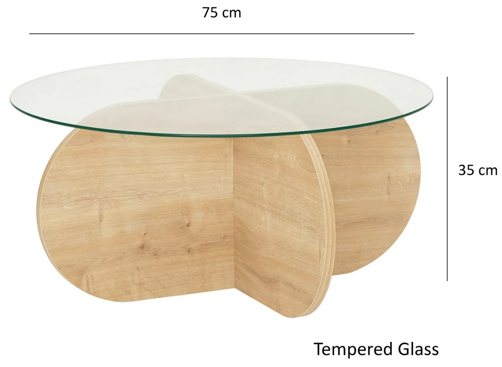 Konferenčný stolík BUBBLE dub safírový/tvrdené sklo