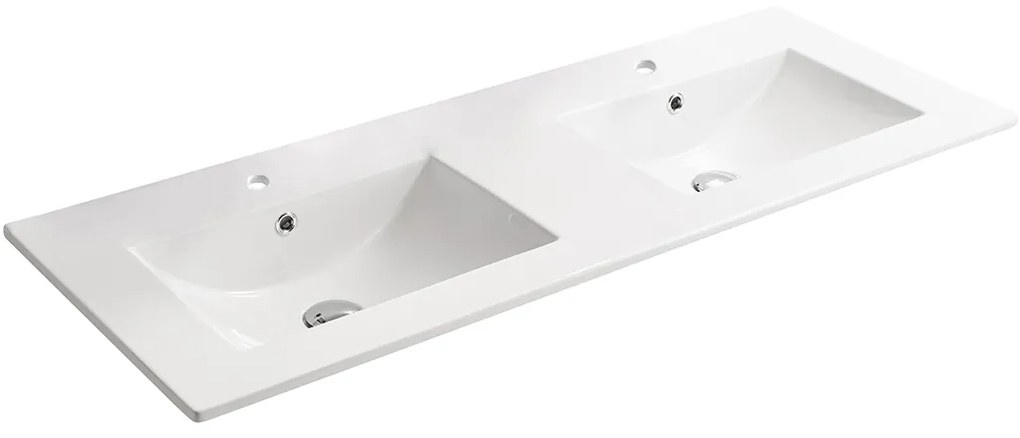 CERANO - Keramické dvojumývadlo Todo - biela lesklá - 120x46 cm