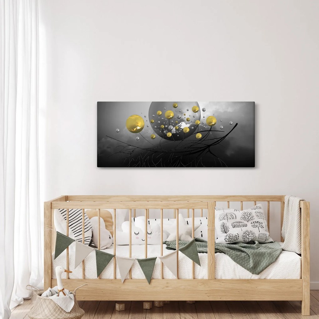 Obraz zlatých abstraktných gulí (120x50 cm)