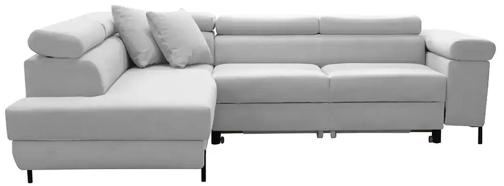 Rohová sedacia súprava s funkciou spania, vlnité pružiny SAMSUN, ľavá Biela