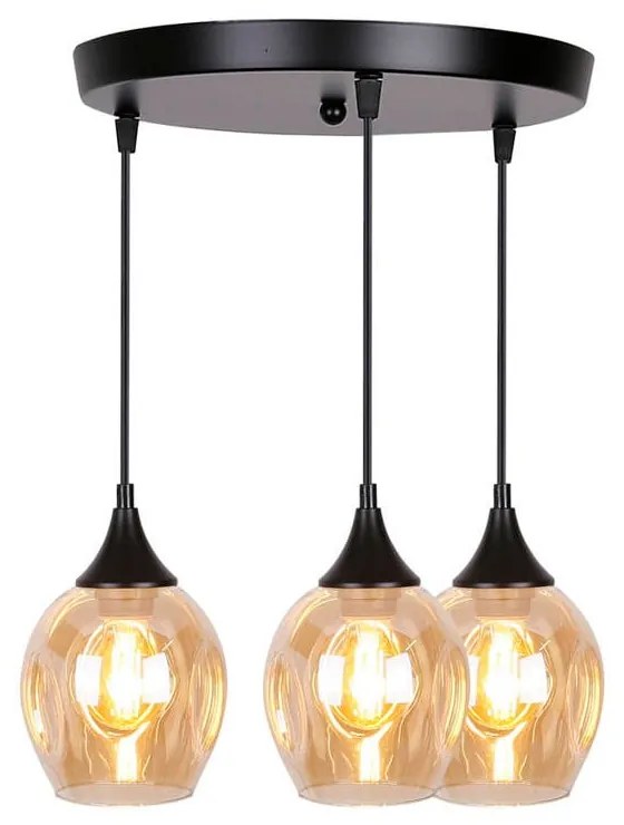 Čierne závesné svietidlo so skleneným tienidlom Aspa - Candellux Lighting