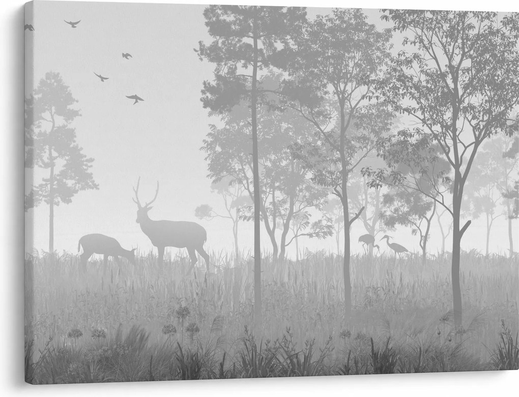 Obraz - Lúka s jeleňami (70x50 cm)