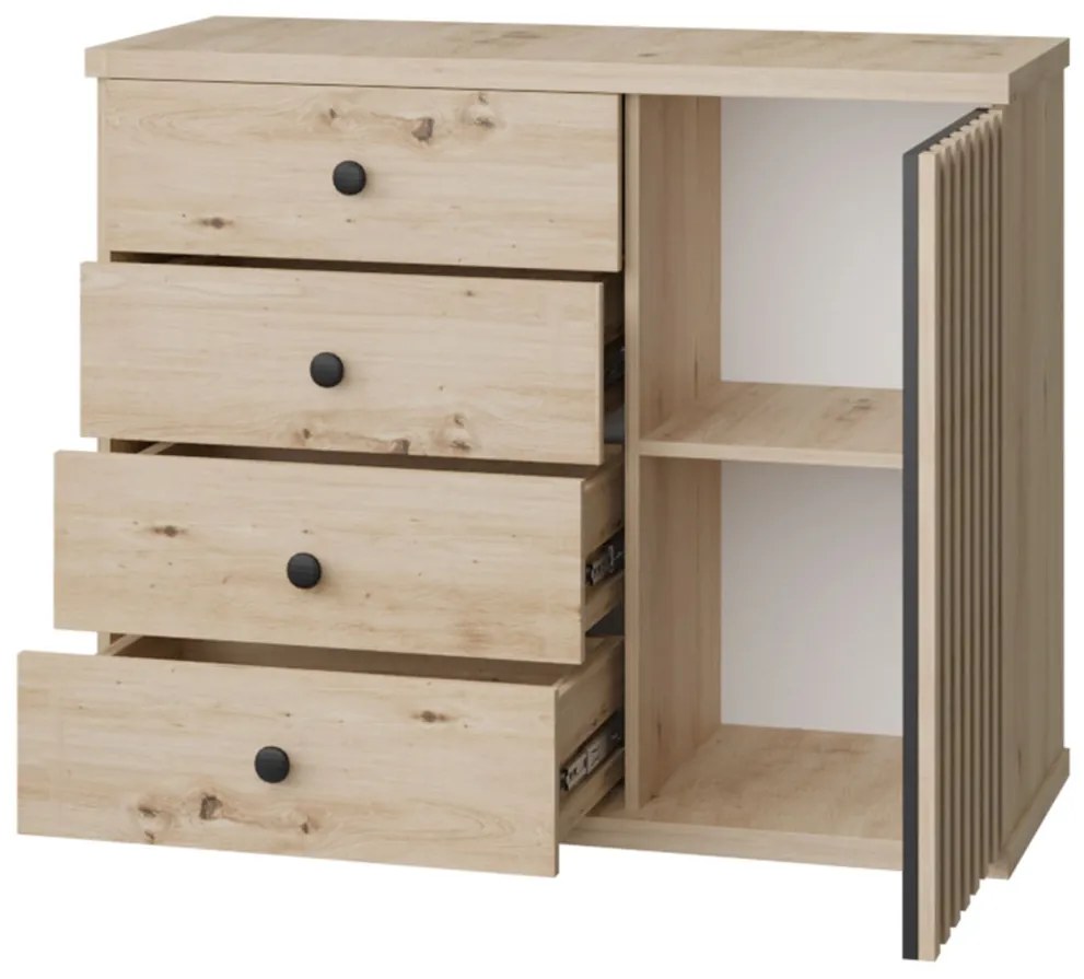 Zostava nábytku do obývačky Sigeren II, Osvetlenie: osvetlenie LED, Farby:: dub artisan / dub artisan + čierna