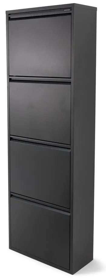 Čierna kovová výklopná skrinka na topánky 50x150x22 cm Billy – Spinder Design