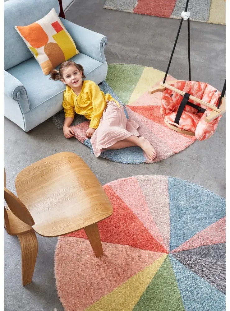 Prateľný ručne tkaný vlnený detský koberec ø120 cm Pie Chart – Lorena Canals