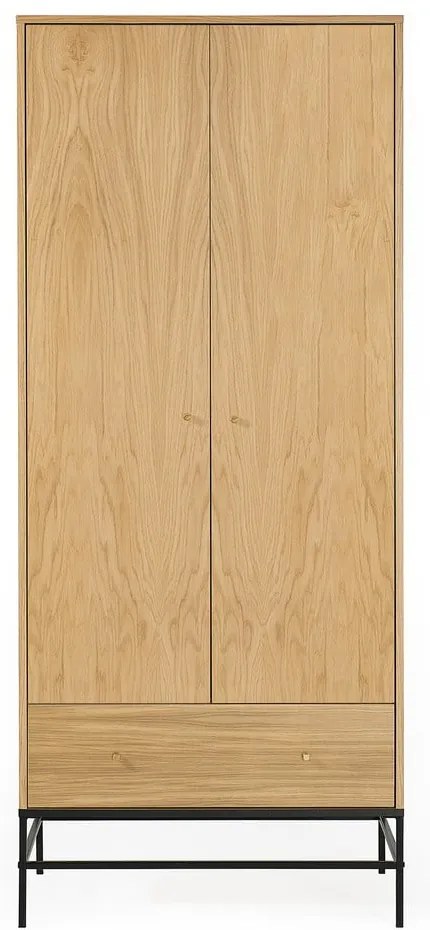Šatníková skriňa v dekore duba v prírodnej farbe 80x190 cm Flora - Woodman